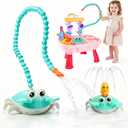 2026 Upgrade Water Table Pump, Rechargeable Crab Water Pump for Kids, Battery Powered 3 Modes Spray 2 Flow Settings, Continuous Flow 8 Hours, IP67 Waterproof, Boys Girls Summer Bathtubs, Pool Toy
