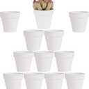 Yishang 2.5 inch White Terracotta Pots with Drainage Holes,Small Mini Clay Ceramic Pottery Planter,Cactus Flower Terra Cotta Pots,Succulents Nursery Pots for Indoor/Outdoor Plants,Crafts-12 Pack