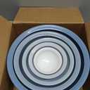 5-Piece Non-Spill Plastic Mixing Bowl Set - Reusable Nesting Kitchen Bowls with Concave Inner Lip and Non-Slip Base - Ideal for Baking, Prepping, Cooking and Serving - Sky Blue