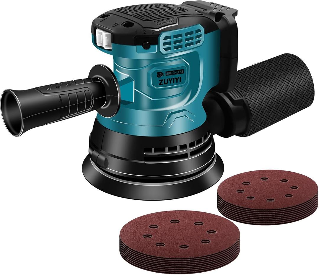 5 Inch Cordless Random Orbital Sander for Makita 18V Battery, 12000RPM Electric Orbital Sander 3 Various Speeds, Palm Sander w/20 Pcs Sandpapers for Woodworking, Sanding(Bare Tool)