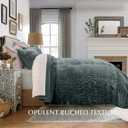 EVERGRACE Luxury Ruched Velvet Quilt King Size, Ultra Soft Bedspread Coverlet Set, Lightweight Velvet Comforter, Quilted Bedding Cover with 2 Matching Shams for All Season, Dark Green | Luxe Velvet, Soft, Opulent Sheen, Beautiful Colors, Oversized, Oeko-Tex Certified