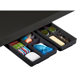 Bostitch Konnect Under Desk Drawer, Self-Adhesive Slide Out Storage Organizer with 4 Customizable Dividers, 2-Pack (Black)