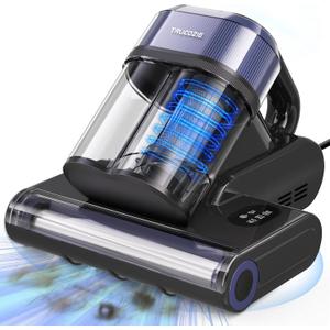 Trucozie Mattress Vacuum Cleaner with 275nm UV-C Light & 149℉ Heat, 16Kpa Powerful Suction Bed Vacuum for Pet Hair & Dander, Smart Dust Sensor, Anion & Aromatherapy, Corded for Bed, Sofa, Couch, Black