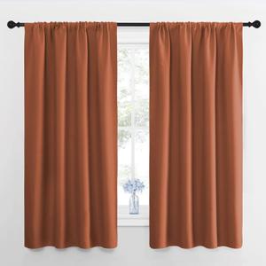 NICETOWN Blackout Curtains and Drapes - Thermal Insulated Solid Rod Pocket Blackout Draperies/Panels (Burnt Orange, 1 Pair, 42 by 63 inches)
