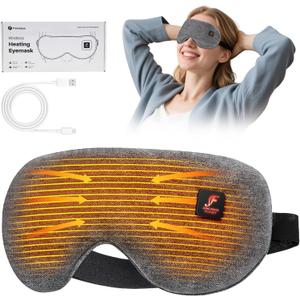 Fervidus Heated Eye Mask, Cordless Warm Eye Compress for Dry Eyes, Rechargeable, Eye Heating pad for Women Men, Washable Cover (No Lavender Bag)