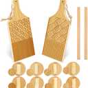 4 Pieces Wood Gnocchi Pasta Board Gnocchi Paddle Maker Garganelli Pasta Board Making Tools Set with Rolls Kitchen Gift Ideas