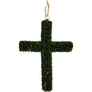 Mud Pie Boxwood Cross Door Hanger; 26" x 18"