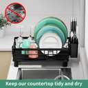 MOUKABAL Dish Drying Rack, Dish Rack, Stainless Steel Dish Racks for Kitchen Counter, Dish Drainer with Removable Utensil Holder, Drainboard (Black,13''W x 17''L)