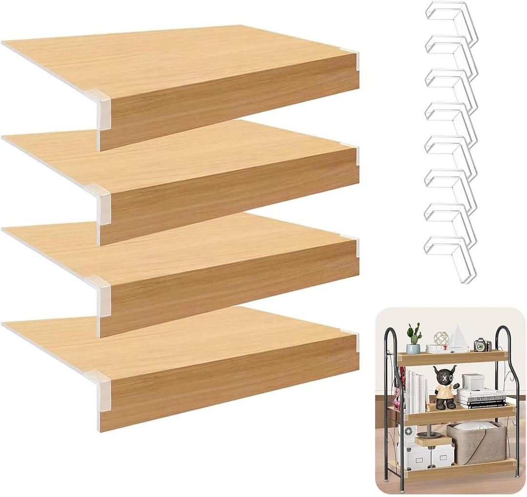 4 Pcs Foamed PVC Wire Shelf Liner/Cover, Waterproof Wire Rack Shelving Mat for Closet, Pantry, Kitchen, Bathroom Cabinet Organization, 24x12inch, 0.31inch Thick (Faux Wood)