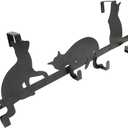 Evelots Over The Door 4 Hook Towel/Coat Rack Hanger Organizer, Kitty Cat Design-Easy No Tool Installation-Black Iron-Holds 20 lbs.