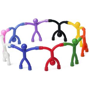 Classic Magnetic Character Figures - Posable Fidget Travel & Desk Toy | 10pc Solid Colors Set Multipurpose Magnets