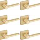 EHOMEWARE Gold Dummy Door Levers Interior Door Handles, Heavy Duty Levers for Closet, Non-Turning Reversible Levers for Left Right Handed Doors,6 Pack