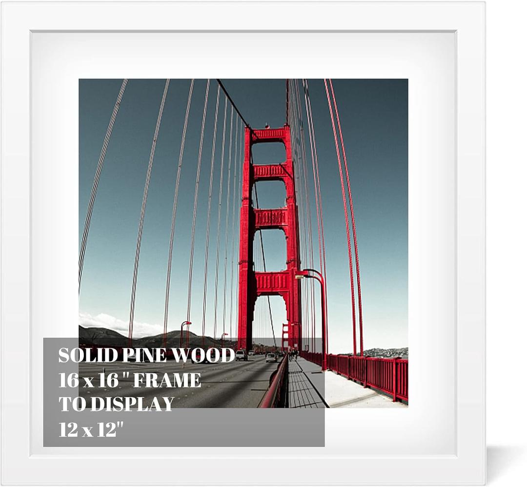 16x16 Picture Frame Diamond Painting Frames Poster Frames Made of Solid Wood,Display Pictures 12x12 with Mat or 16x16 without Mat for Photos, Paintings,Walls Decoration,Anniversary,Wedding,Christmas