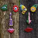 2 Pack Tree Faces Decor Outdoor, Trees Art Decoration, Colorful Funny Outdoor Tree Faces Decor Creative Face for Patio Trees and Wall Decoration