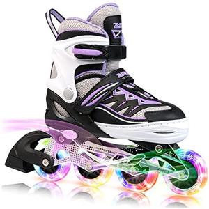 2PM SPORTS Cytia Pink Girls Adjustable Illuminating Inline Skates with Light up Wheels, Fun Flashing Beginner Roller Skates for Kids L 2PM SPORTS Cytia Pink Girls Adjustable Illuminating Inline Skates with Light up Wheels, Fun Flashing Beginner Roller Skates for Kids L