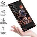 Gencyfu for Samsung Galaxy S24 Ultra Case, Astronaut Pattern Slim Liquid Silicone Anti Slip for Galaxy S24 Ultra Phone Case 6.8 inch, Space Black