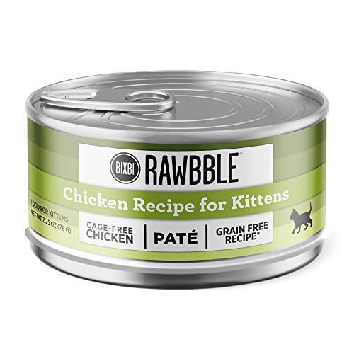 BIXBI Rawbble Chicken Pate Recipe for Kittens Cans – Grain Free, Protein Rich Wet Kitten Food–(2.75 Ounce Cans, Case of 24), Best By: 06/24/2025