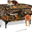 Weatherproof Heated Cat House for Outdoor in Winter, Heated Cat Bed Kitty Shelter with Cat Heating Pad, Insulated & Safe Escape Door, Warm House for Outside Stray Cat (Leaf Color, 17"x25"x17")