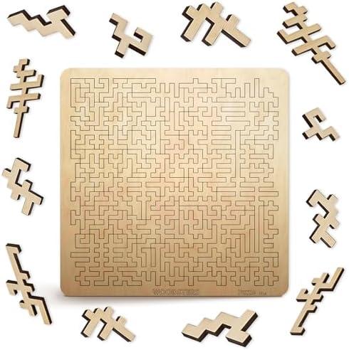 WOODSTERS Mind Bending Wooden Jigsaw Puzzle - Difficult Challenging Impossible Puzzles for Adults, Advanced Hard Jigsaw Puzzles - Aztec Labyrinth - 130 Pieces
