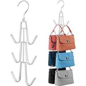 ZEDODIER Purse Hanger Organizer for Closet, 2 Pack Hanging Bag Holder, Keeping Purses Visible and in Good Condition, Metal Handbag Storage Hook Backpack Rack Space Saving Hanger, Silver