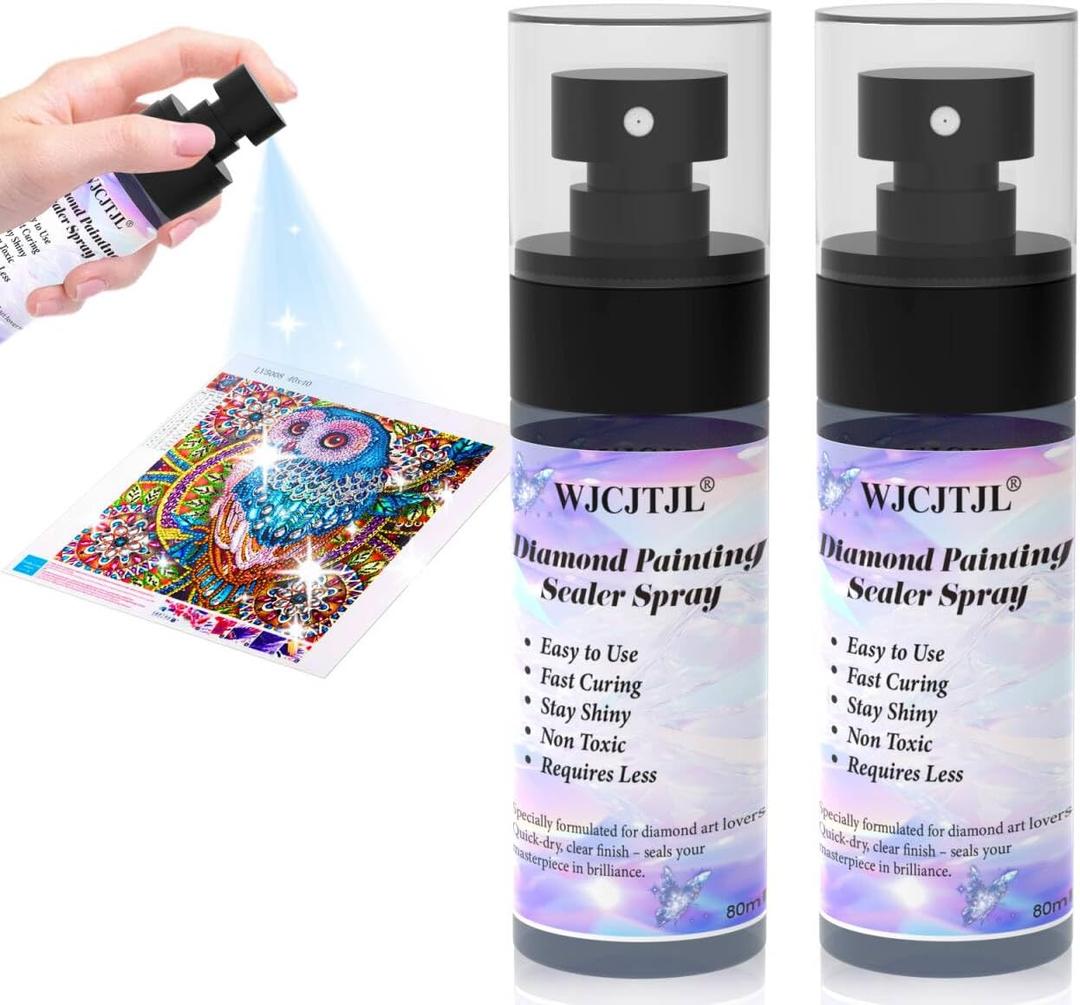 Upgraded Diamond Painting Sealer Spray - 30 Minutes Quick Dry Diamond Art Sealer Glue, Keep Diamond Art Fixed and Shiny, Diamond Art Accessories and Tools, Easy to Use, No Brush Needed (2 Pack)