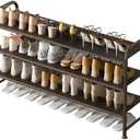 INGIORDAR Shoe Rack 3 Tier Long Storage Organizer Wide Metal Shoe Shelf for Closet Entryway Brown