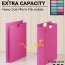 ANSOOK Reinforced Plastic File Jackets,Heavy Duty 1" Expansion Pocket File Folder,12 Pack Manila File Pockets,Letter Size Filing Cabinet Folder,Straight Cut Tab,Colored Job Folder for Office School