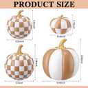 Lineshading 4 Pcs Large Fall Pumpkin Decor, Mocha and White Checkered Decor