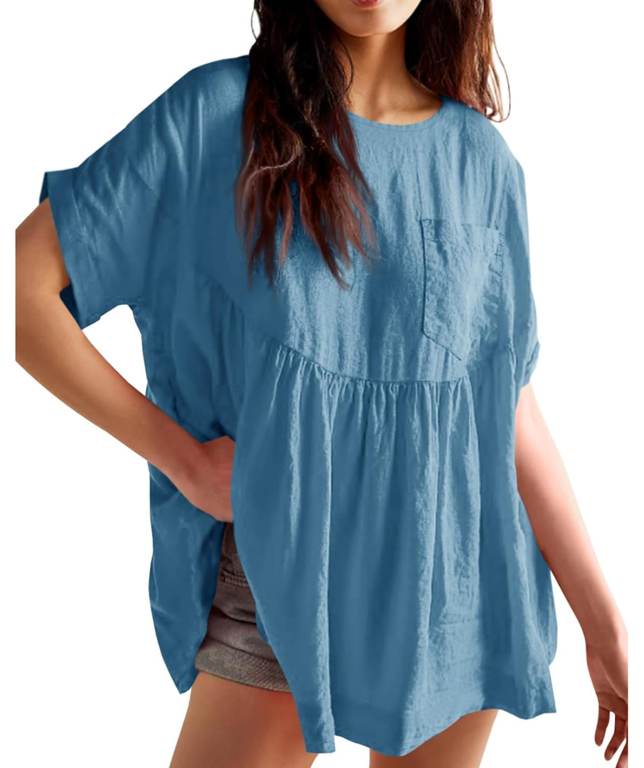 Women's Summer Babydoll Peplum Tunic Tops Oversize XL