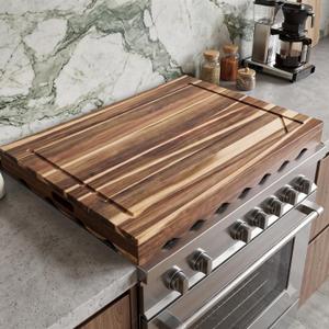 Stove Top Covers for Electric Stove, Scalloped Acacia Wood Cutting Board
