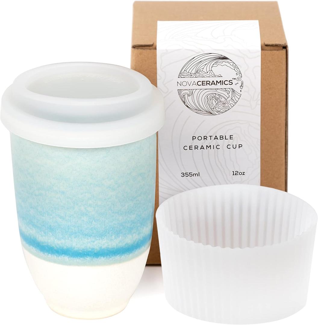 Travel Mug - Portable Coffee To Go Mug Microwave & Dishwasher Safe Coffee Cups Reusable - Gifts For Women Men Him Her 12oz - Lagoon (12 ounce)