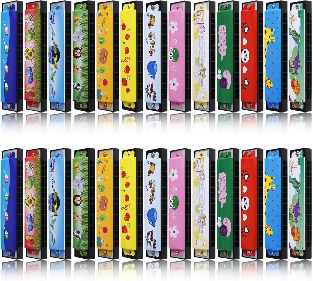 26 Pcs Harmonica for Kids Birthday Party Favor, 16 Holes Toddler Harmonica with Double Row, 13 Style Musical Instrument Toy for Toddler Kids Goodie Bags Stuffers Beginners' Gift