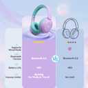 acer Kids Bluetooth Headphones, 85/94dB Volume Limiter, Foldable Wireless Over-Ear Headphones for iPad, Travel, 60H Playtime, Bluetooth 6.0, Built-in Mic, Purple Green, OHR668