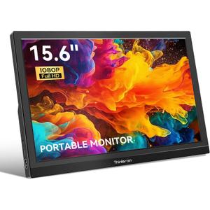 15.6 Inch Portable Monitor, 1920 x 1080 Small Computer Monitor HDMI USB-C Monitor, Second Display External Monitor for PC&Phone, Built in Speakers & Stand