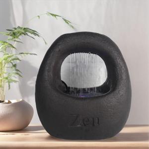 Zen Waterfall Fountain Indoor  Small Indoor Water Fountains with Relaxing Waterfall Feature, Decorative Water Fall Fountain for Home & Office (Brown)