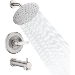 Replacement Faucet Shower Trim Kit for Delta 1300/1400 & 13/14 Series, Tub Shower Faucet Set, High Pressure 8" Round Rain Shower Head - Brushed Nickel (Valve/Cartridge Not Included)