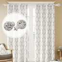 Heavy Duty Curtain Rod 36 to 120 Inches (3-10 ft)1-Inch Diameter Adjustable Drapery Rod with Decorative Carved Leaf Finials, Weathered White Curtain Rods for Living Room & Bedroom