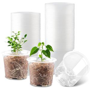 100 Pack 4 Inch Clear Plant pots with Drainage Holes, Transparent Nursery Seeding Pots, Flexile Seeds Starter Pots, Seeds Germination (4Inch,100P,Clear)