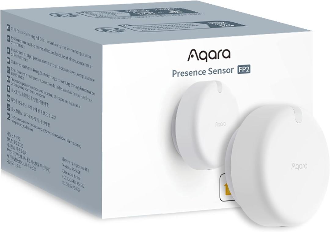 Aqara Presence Sensor FP2, mmWave Radar Wired Smart Motion Sensor, Zone Positioning, Multi-Person & Fall Detection, Supports HomeKit, Alexa, Google Home, and Home Assistant, 2.4 GHz Wi-Fi Required White