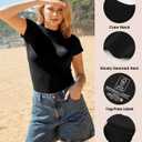 BAMBOO COOL Women's Skin-Tight Soft T-Shirts Short Sleeve Slim Fit Tops for Women Cute Basic Tees (Large, Black)