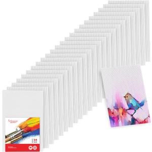 Artlicious Canvases for Painting - Pack of 24, 5 x 7 Inch Blank White Canvas Boards - 100% Cotton Art Panels for Oil, Acrylic & Watercolor Paint