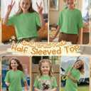 Girls' Short Sleeve T Shirts | Summer, Oversized, Crewneck, Loose Fit, Casual, Basic, for Kids 5-14 Years (Green)