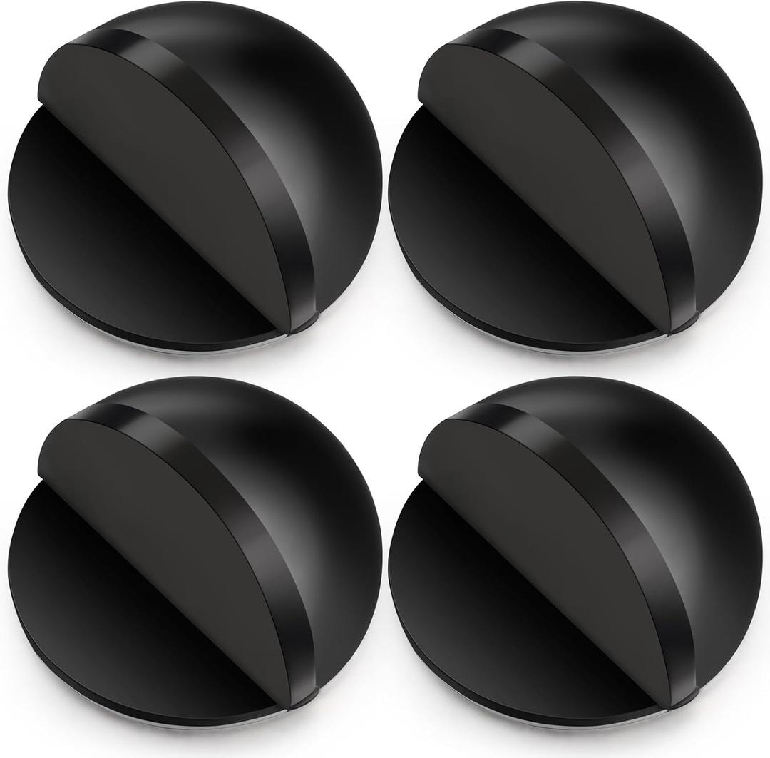 4 Pcs Self Adhesive Door Stoppers, Stainless Steel Floor Door Stop Wall Protector, Half Dome Floor Gate Stopper for Living Room, Bedroom, Bathroom, Office (Black)