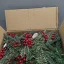 Set of 2 Outdoor Pathway Christmas Trees with Lights, 30in Prelit Battery Operated Artificial Xmas Tree Holiday Décor for Porch, Urn & Planter Filler, Red Berries, Pine Cones, Ball Ornaments