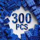 300 Piece Building Bricks Bulk, 6 Size Classic Mixed Building Block Set, Compatible with Lego and Major Brands, Suitable for Boys and Girls Over 6 Years Old (Blue)