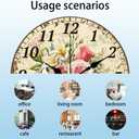 CHGCRAFT 12 Inch Wall Clock Retro Flowers Wall Clock Battery Operated Non Ticking Silent Flowers Decorative Kitchen Clock for Living Room Bedroom Home Office Decor