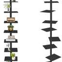 9 Tier Metal Spine Bookshelf Tower, Adjustable Vertical Tower for Books, Tall & Narrow Ladder Bookcase, Metal Vertical Bookshelf for Study Room,Living Room,Office,Bedroom (Black), 15.4 inches x 68.9 inches