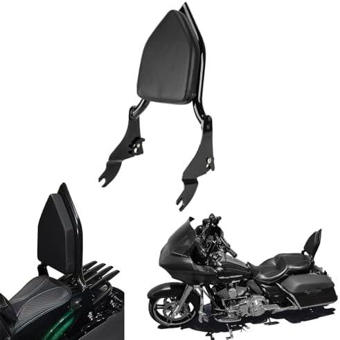 Sissy Bar, PSLER Motorcycle Detachable Backrest Passenger Purpose Seat Back Pad Cushion Adjustable Freely Removable for Touring Street Glide Electra Glide Road Glide Road King 2009-2024