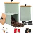 Kitchen Canisters Set of 3, Metal Flour Sugar Storage Containers with Airtight Lids-Canisters Sets for Kitchen with Customizable Chalkboard Labels & Marker Pen-Spice, Coffee Storage Jars(Saga Green)