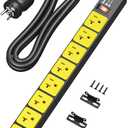 DEWENWILS Heavy Duty Power Strip 20AMP, 8 AC Outlets, Overload Protection & 600J Surge Protection, 12 Gauge Extension Cord 6FT, Wide-Spaced 5-20R & 5-20P T-Slot, Industrial Power Strip for Workshop